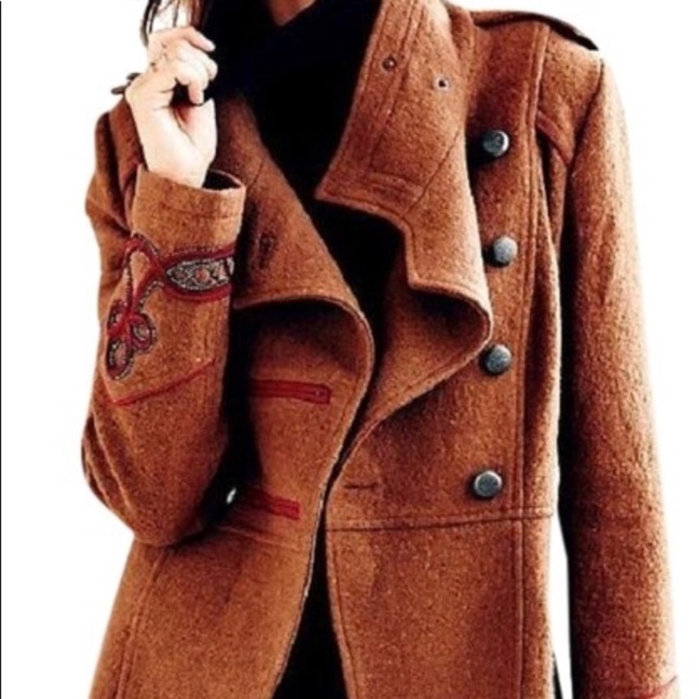 Free People Military Style Wool Coat